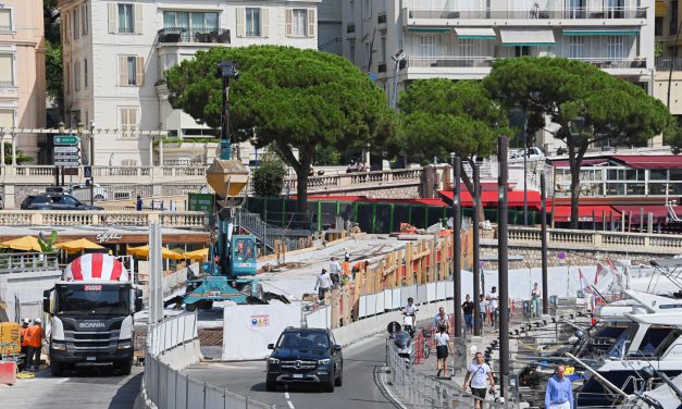 Temporary traffic ramp at Port Hercule