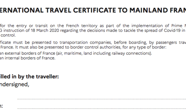 New form to fill for travellers to France