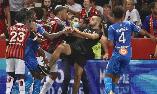 Players and fans injured as carnage ensues at Allianz Riviera Arena