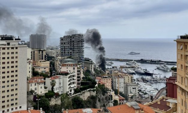 Scooter fire produces huge plume of smoke