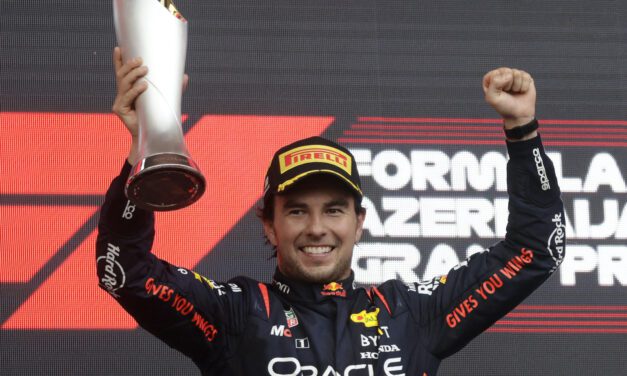 Leclerc settles for third place in Baku behind roaring Red Bulls