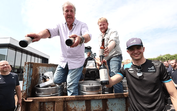 Clarkson delivers 1,000 beers by tractor to Alpine F1 team