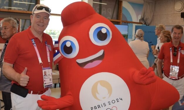 Prince Albert visits Saint-Denis Olympic Village