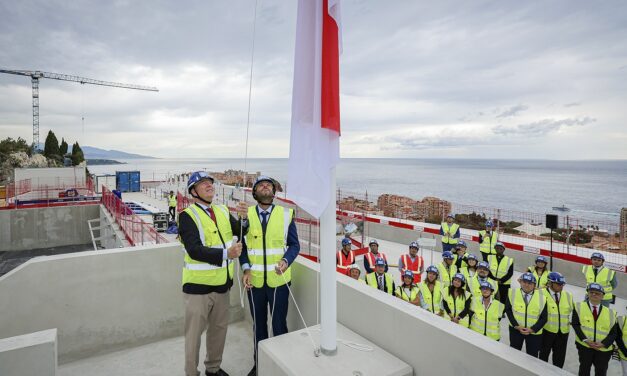 Prince Albert leads flag-raising ceremony at new Princess Grace Hospital, marking key construction milestone