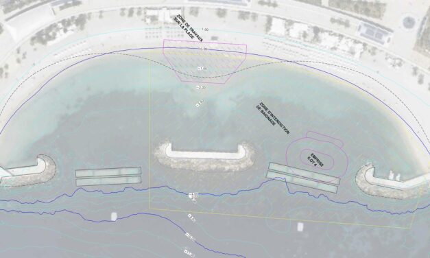 Stormy weather delays Larvotto beach rock works by one week
