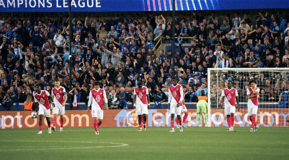 Monaco suffer heavy defeat in Champions League opener against Club Brugge