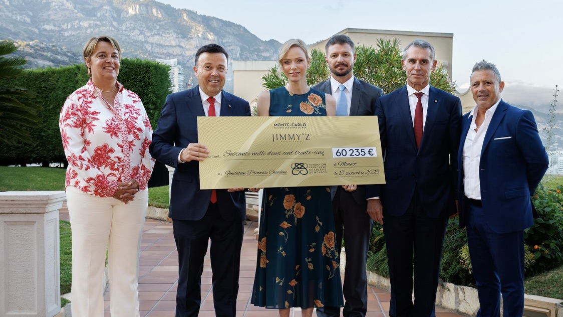 Princess Charlene receives SBM donations for her foundation and Monaco’s animal welfare society