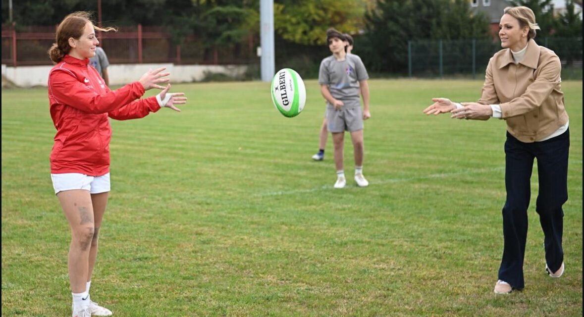 Princess Charlene supports Monaco’s young rugby players in Georgia