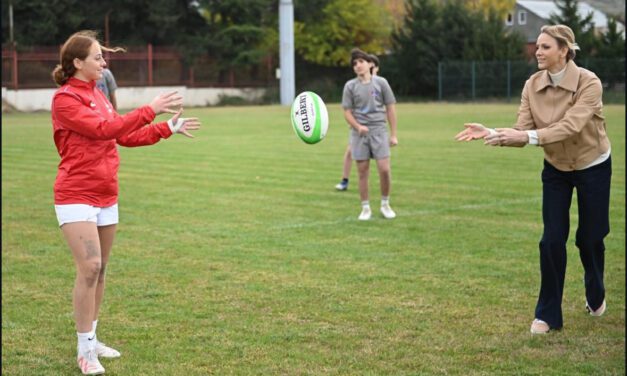 Princess Charlene supports Monaco’s young rugby players in Georgia