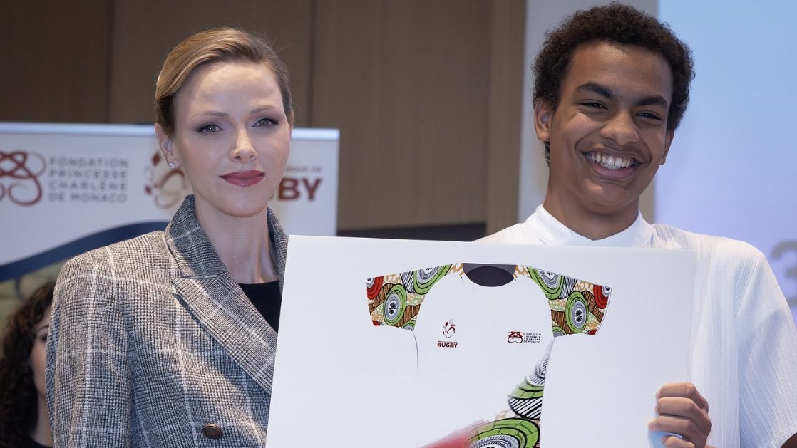 Princess Charlene honours young designers behind Monaco’s new rugby sevens jersey